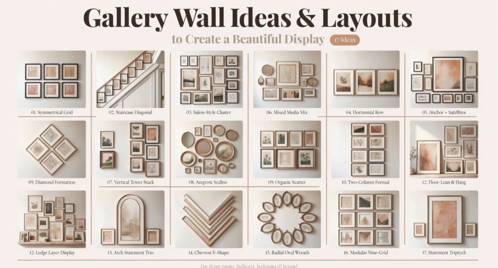17 Gallery Wall Ideas & Layouts to Create a Beautiful Display
