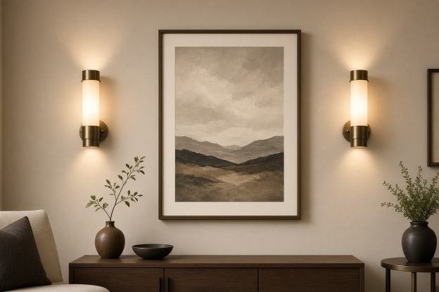 Living Room Lighting Design with Wall Sconces